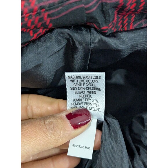 CROFT BARROW Women's Quilted Vest 1X Plus Red Plaid Full Zip Pockets Adjustable - Picture 7 of 10